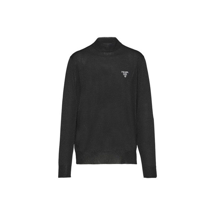 パーカー・フーディ PRADA Men Sweater UJL84AS23111OQ F0002 NERO Black Prada Hooded Sweatshirt in Black | LN-CC