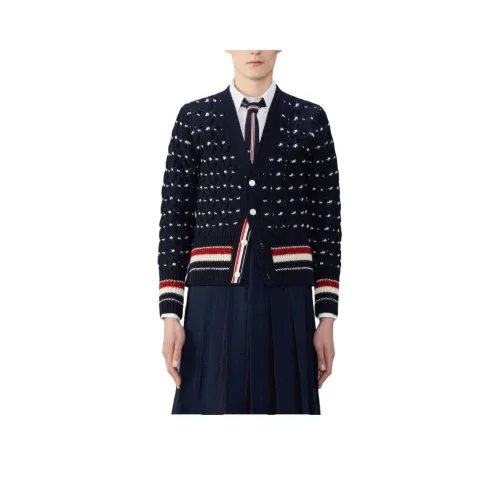 THOM BROWNE Rwb Stripe V-Neck Knitted Cardigan