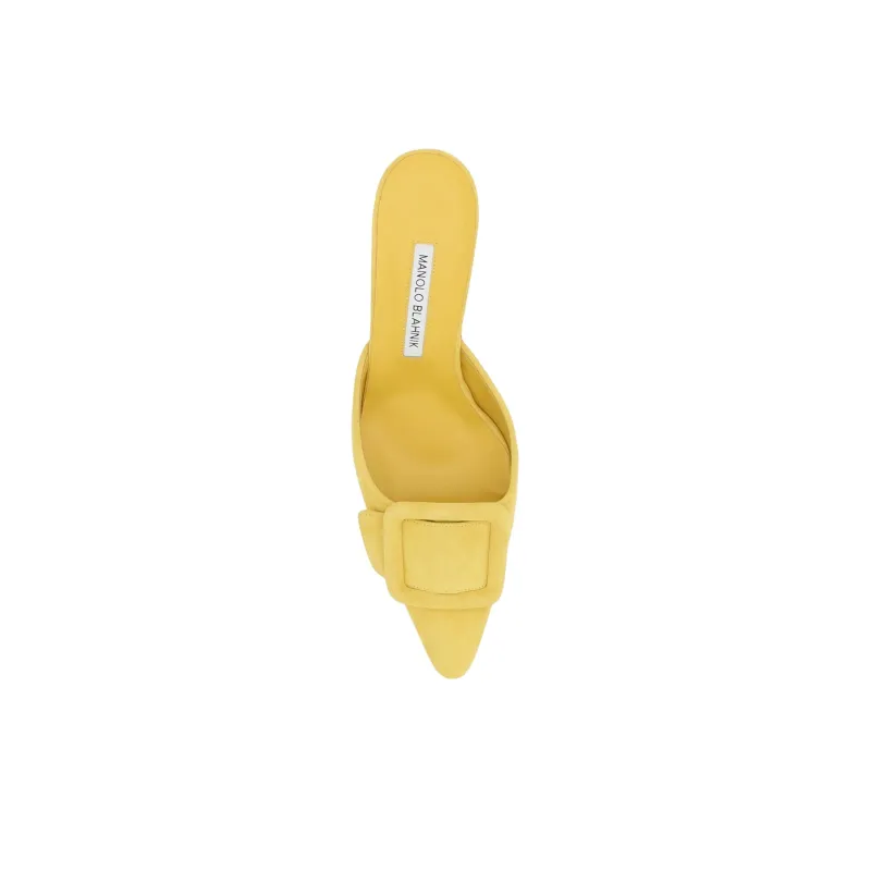 MANOLO BLAHNIK Slip Resistant Closed Toe Slippers 5cm Women's Yellow-3