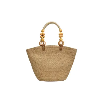RKM Woven Basket Bag Handbag Women's Ecru/Khaki