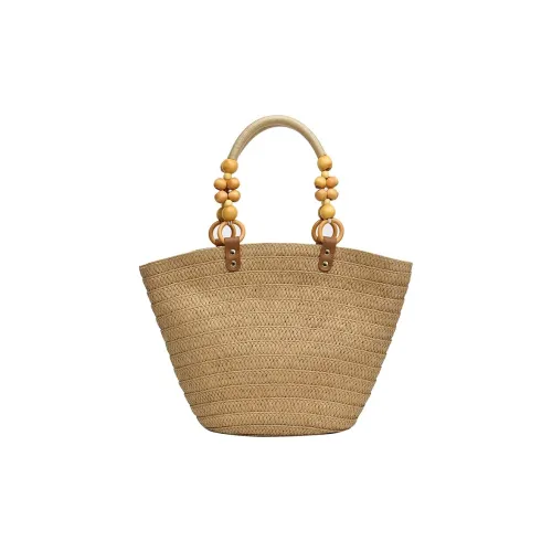 RKM Woven Basket Bag Handbag Women's Ecru/Khaki