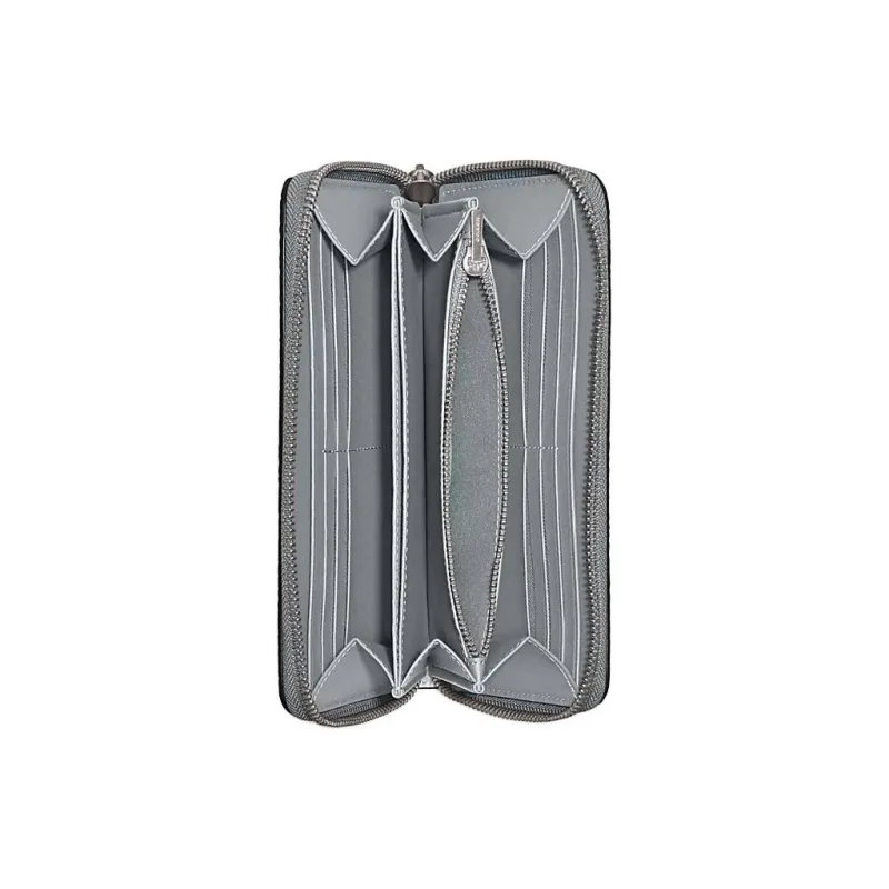 COACH Accordion Wallet Canvas With Leather Clutch Wallet Men's Light Gray-2
