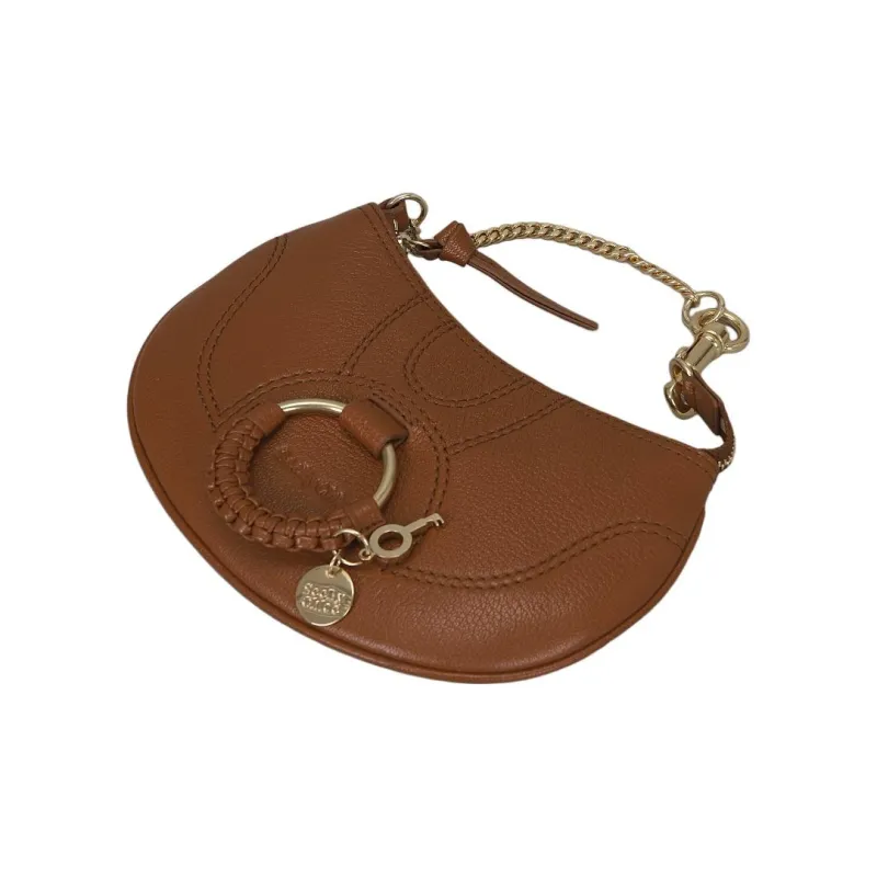 See By Chloe Hana Grain Goatskin Clutch Handbag Women's Caramel-2