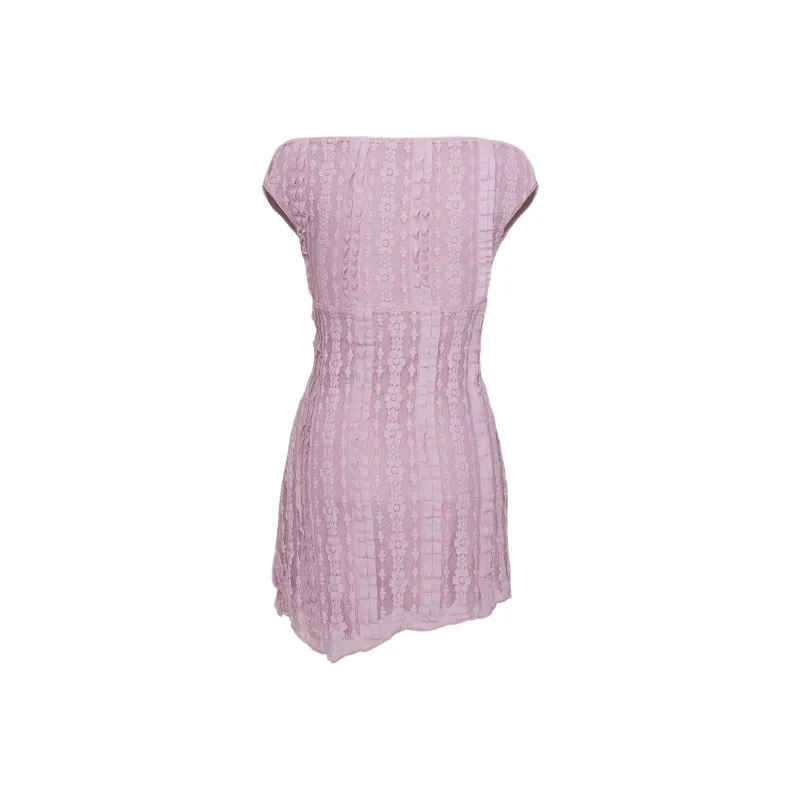PRINCESS POLLY BREEZY OFF THE SHOULDER MINI DRESS Short Sleeved Dress Women's Lilac/Light Purple-1
