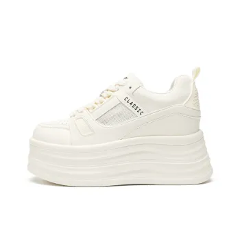 ZHR Hidden Wedge White Sneakers Wear resistant And Lightweight Low Top Skateboard Shoes Women's