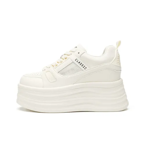 ZHR Hidden Wedge White Sneakers Wear resistant And Lightweight Low Top Skateboard Shoes Women's