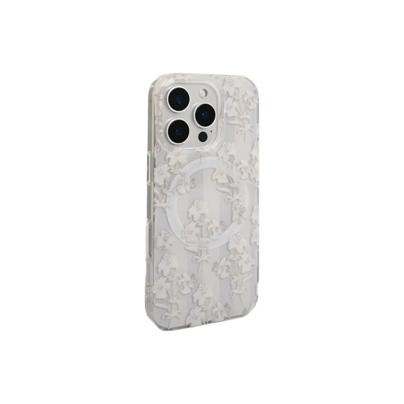 Sopi Acrylic Material Lily Flower Magnetic Stand Phone Cases Compatible With IPhone 16/15 Pro Max/Apple 13/14 Pro/Max-5
