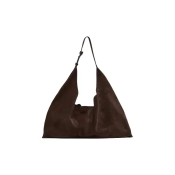 ZARA Cow Leather Bucket Bag, Shoulder Bag Large Size Women's Chocolate