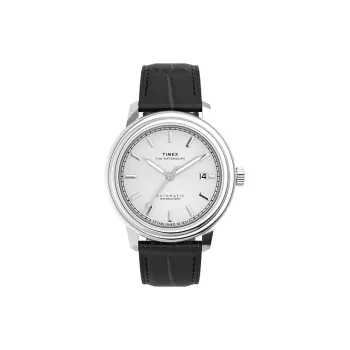 TIMEX Waterbury Collection Wrist Watch Automatic Mechanical Movement Genuine Leather Strap Black Dial Men's Watches