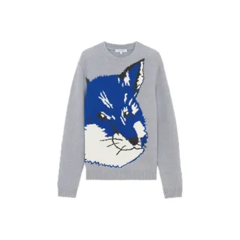 Maison Kitsune Cashmere Sweaters Unisex Gray