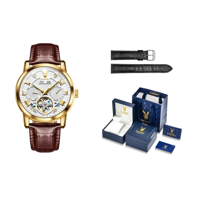 Playboy Mechanical Movement Watch Men's Watches Black Dial-15