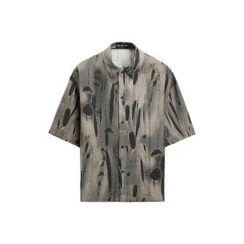 Kamelfarvet T-shirt med striber i børstet stof