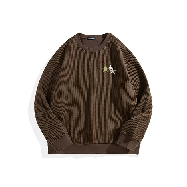 PEACEBIRD MEN Knitted Fabric With Muscle Texture Crew Neck Sweatshirt Men's-0