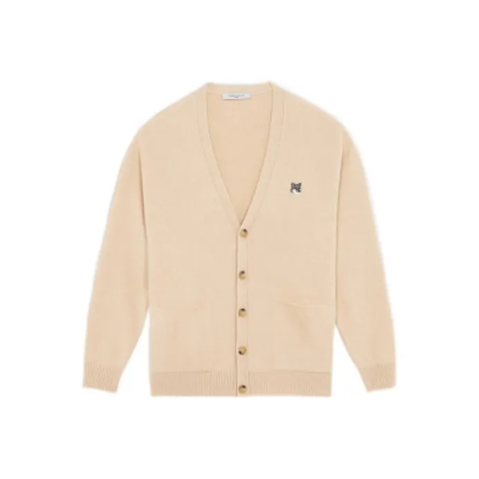 Maison Kitsune Fox Head Patch Wool Cardigan-0