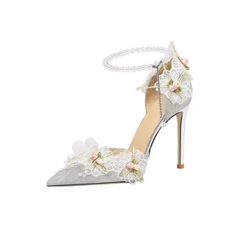 AJPAP Slim Heel High Heels Women's Silver