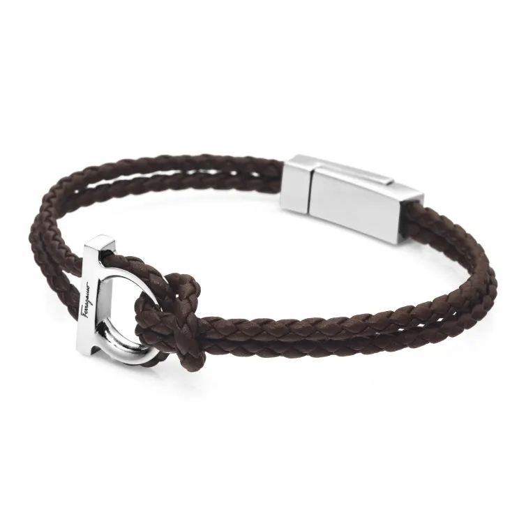 FERRAGAMO Leather Bracelets Unisex Brown-1