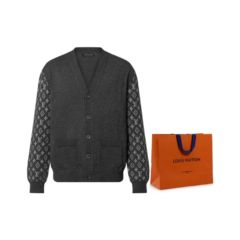 Lv 1ABIXN Monogram Mix Cashmere Cardigan-6