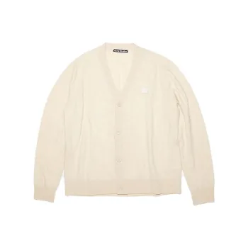 Acne Studios Wool Face Patch V Neck Cardigan Sweater