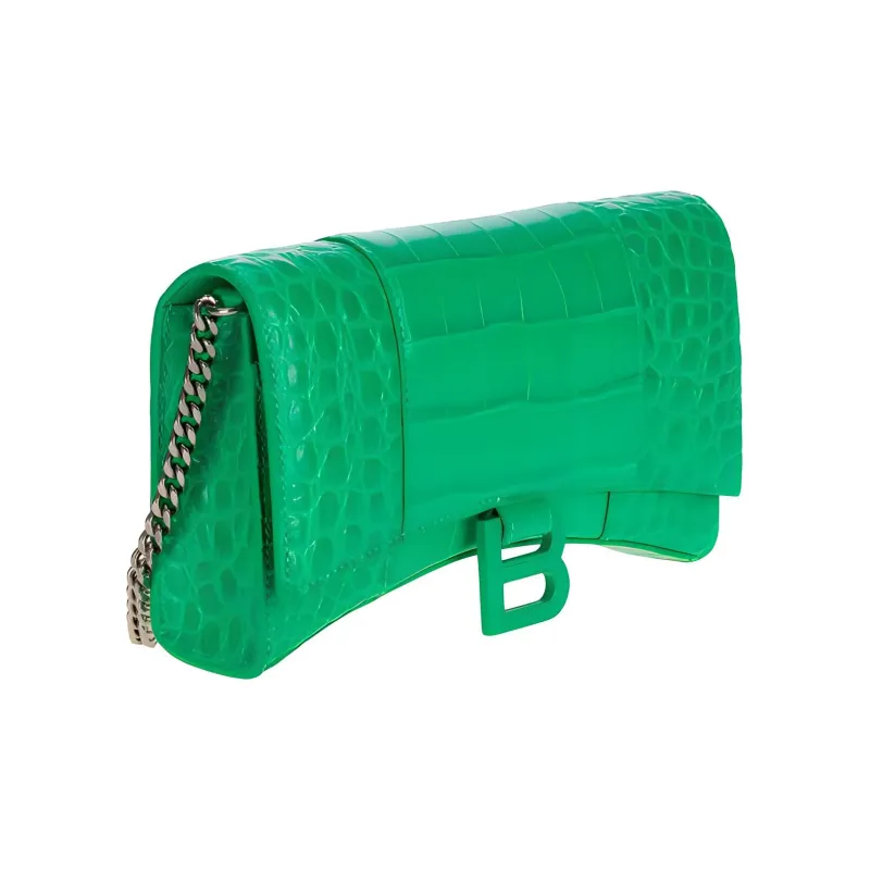 Balenciaga Leather Shoulder Bag Women's Green-1