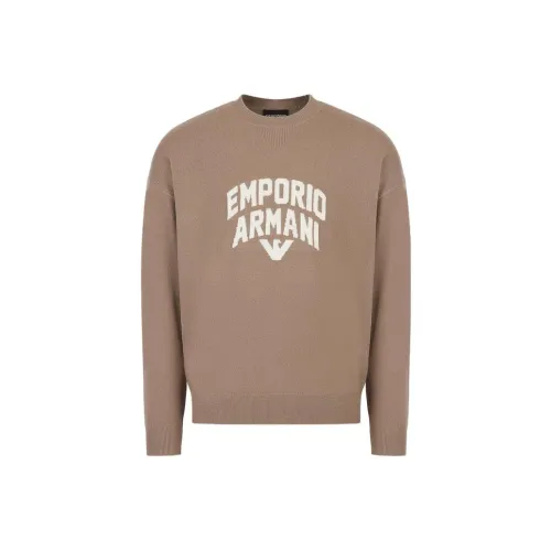 EMPORIO ARMANI Sweaters Men Oat Brown