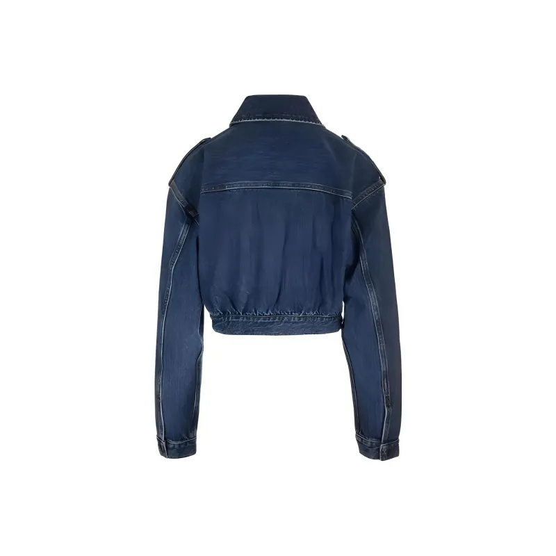 Self portrait Denim Utility Cropped Jacket-1