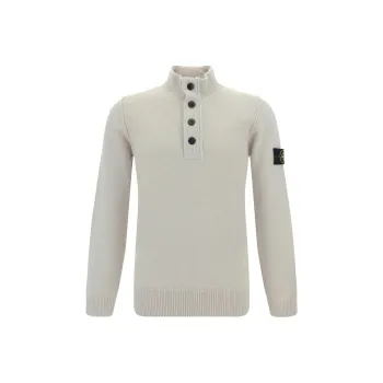 STONE ISLAND Buttoned High Neck Jumper