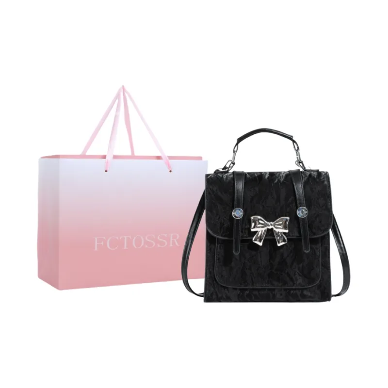 FCTOSSR PU Backpack Women's Silver Black Pink-7
