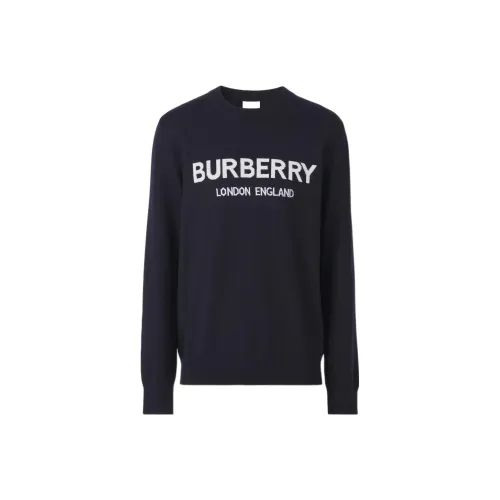Burberry Logo Intarsia Wool Blend Sweater