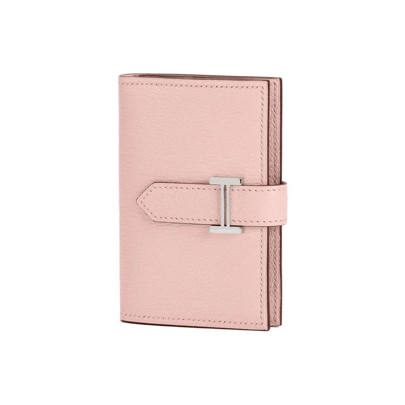 HERMES Bearn Mysore Goat Skin Wallet Mini Women's M7 Love Pink-1