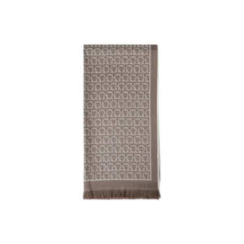 FERRAGAMO Wool Knit Scarves Unisex Brown