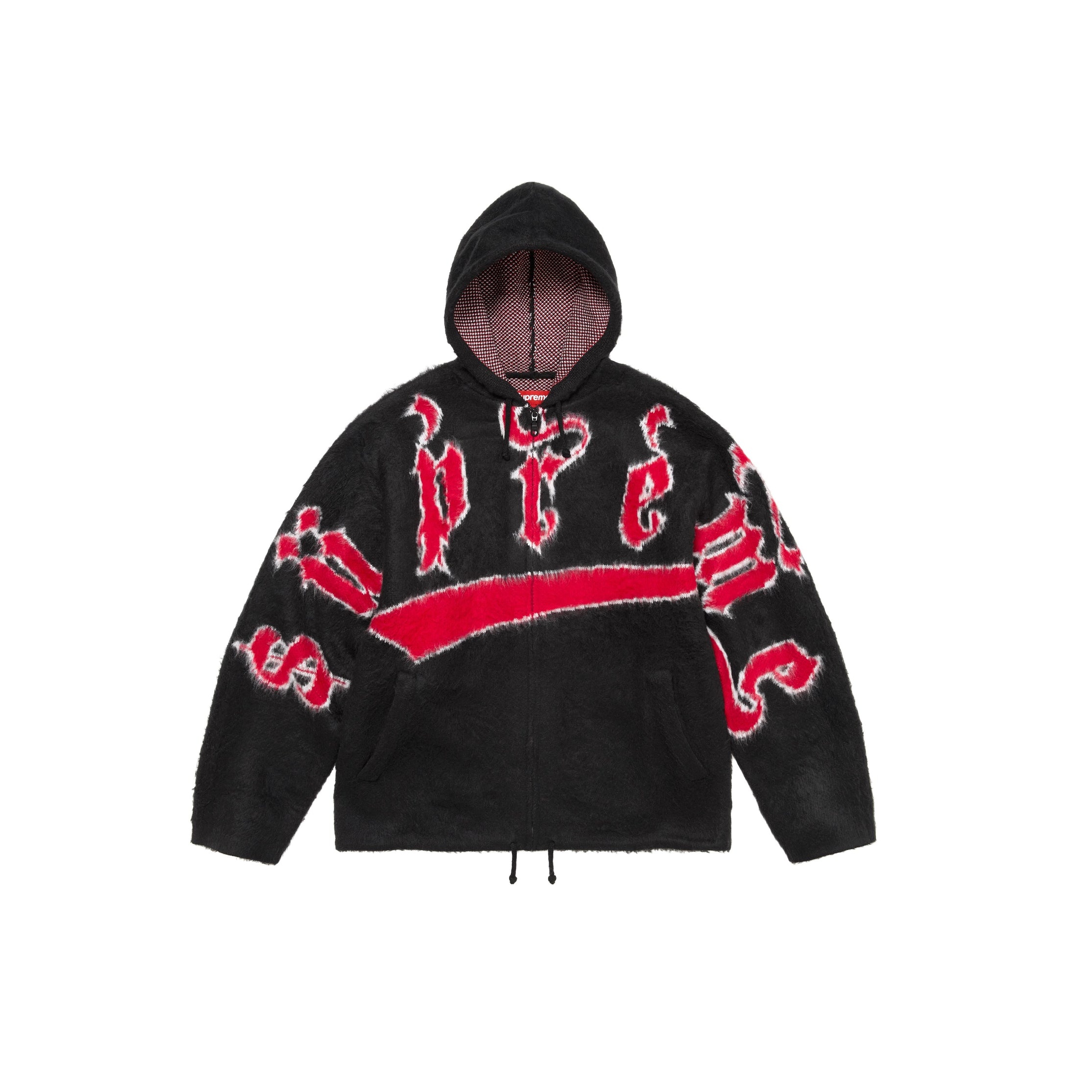 Supreme Accent Brushed Zip Up Hooded Sweater - POIZON