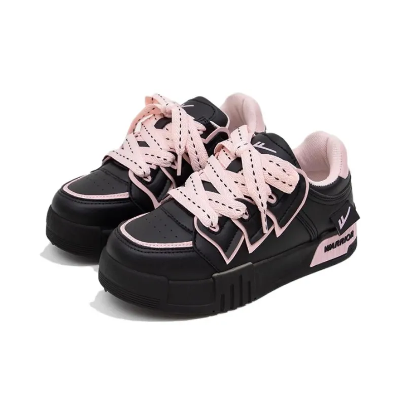 Warrior Wear resistant, Non slip And Breathable Low Top Skateboard Shoes Women's Black Light Pink-2
