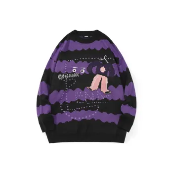 GENANX Sweaters Unisex Black Purple