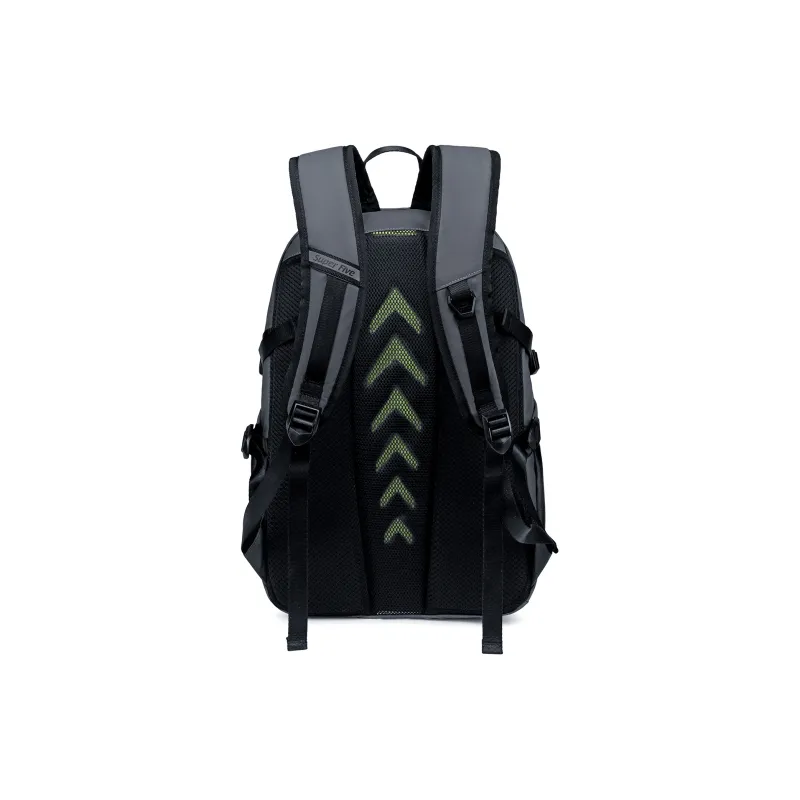 Super Five Polyester Backpack Men's Black/Gray/Orange Red/Ecru-7