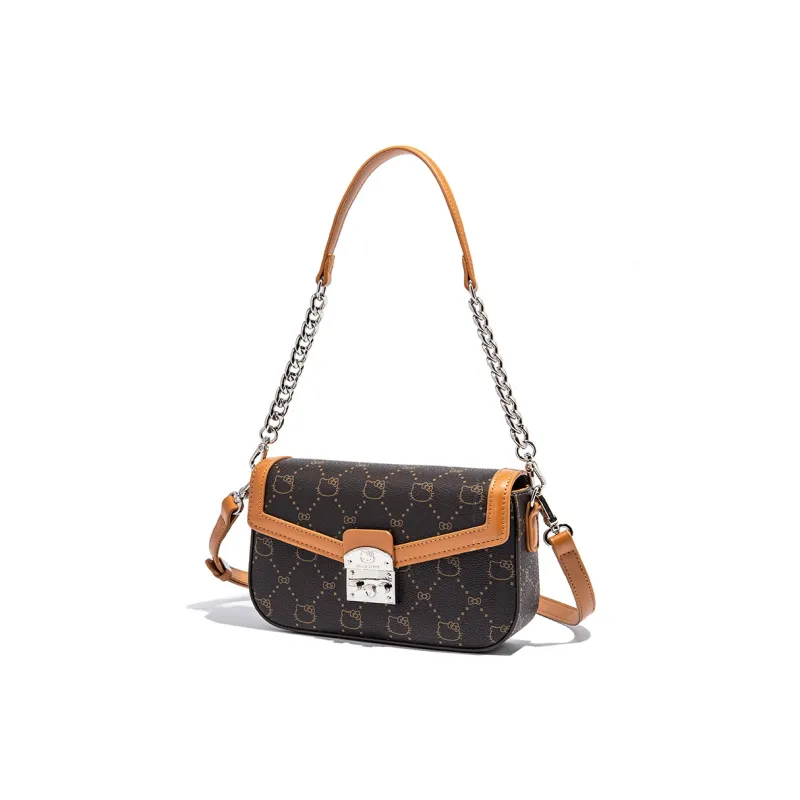 MESUCA Sanrio Hello Kitty Series PU Small Square Bag, Shoulder Bag, Crossbody Bag Women's Ecru/Khaki/Coffee-10