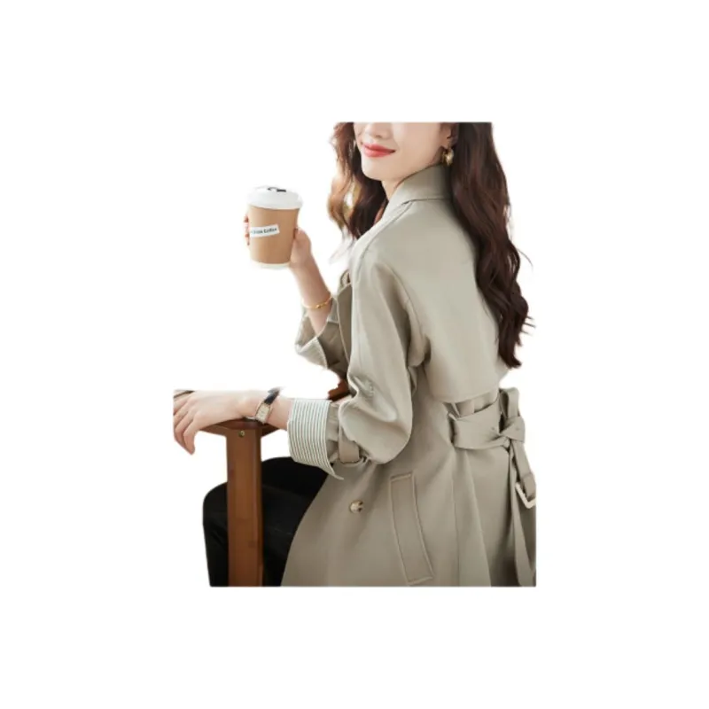 Mo Han Yi Mei Trench Coat Women's Light Gray Green-1