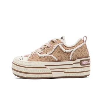 Hello Kitty x OLD ORDER Abrasion Resistant Breathable Height Increasing Low Top Canvas Shoes Women's Kitty Pink Brown