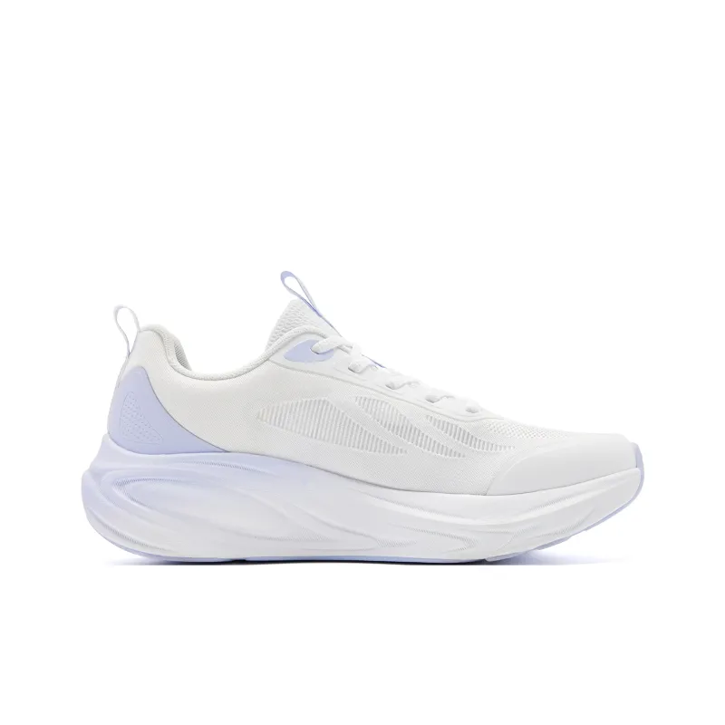 QIAODAN Cushioning, Slip Resistant, And Abrasion Resistant Low Top Casual Running Shoes Women's White Purple-1