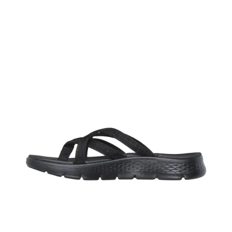 Skechers Go Walk Fle Woven Slip Resistant Flip Flops Women's Black-1