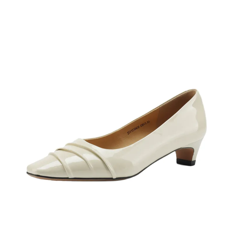 FIVE PLUS Chunky Heel High Heels Women's White-1