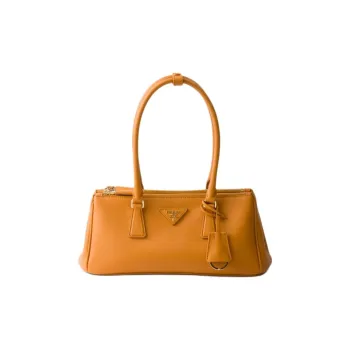 PRADA Calfskin Handbag, Shoulder Bag Medium Size Women's Amber