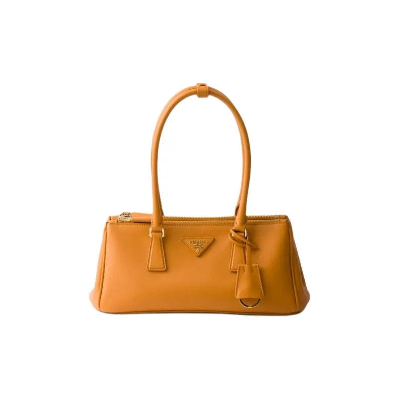 PRADA Calfskin Handbag, Shoulder Bag Medium Size Women's Amber-0