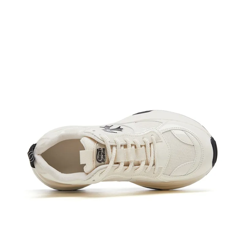 BENZI Chunky Sneakers Women's Low Top Ecru/Beige Yellow/Silver Gray-1