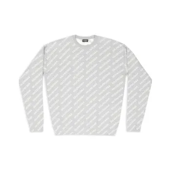 Balenciaga All Over Logo Knit Crewneck