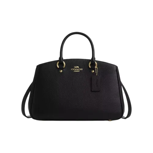 COACH Carryall Litchi Grain Leather Shoulder Bag, Crossbody Bag, Handbag Tubas Women's Black