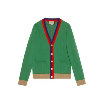 GUCCI Web stripe Wool Cardigan