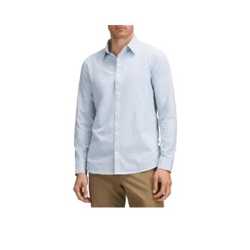 Lululemon New Venture Shirt Men's White Heating Blue Willow Stripes