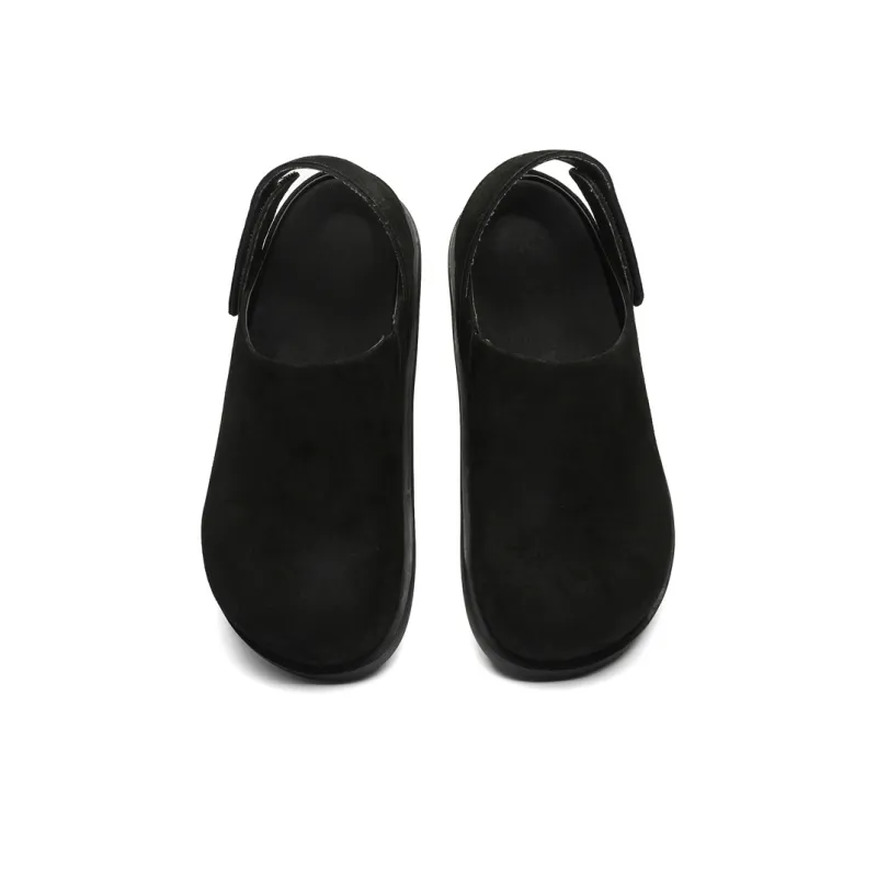 Rummaden Rubber Sole Stitching Abrasion Resistant Slip Resistant Closed Toe Slippers Unisex Black-3