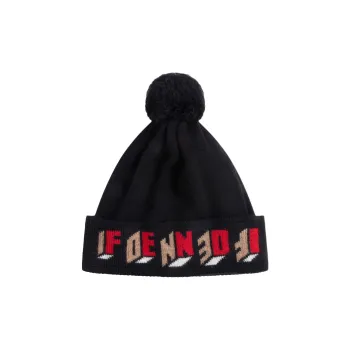 FENDI Wool Beanies Unisex Black