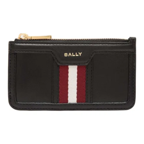 BALLY Code Cow Leather Card Holder Women's Black